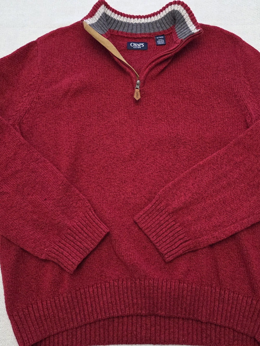 Chaps Men’s Red Quarter-Zip Sweater